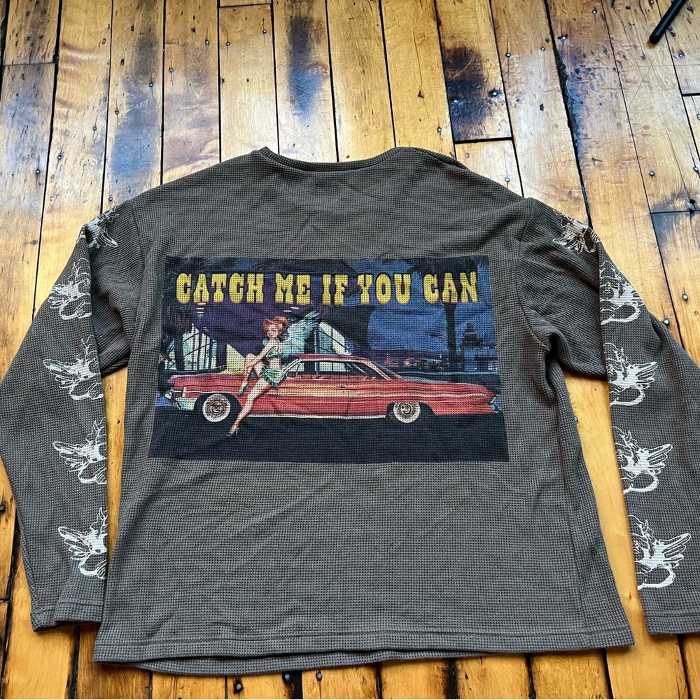 Boys Lie OSO Catch Me If You Can Heart Racer Olive Green Thermal Waffle One Size